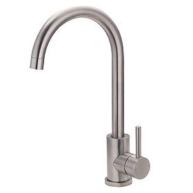 Bower Ontario C-Spout Single Lever Kitchen Sink Mixer - Brushed Stainless Steel