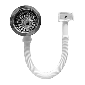 Bower Chrome Basket Strainer Kitchen Sink Waste with Rectangular Overflow