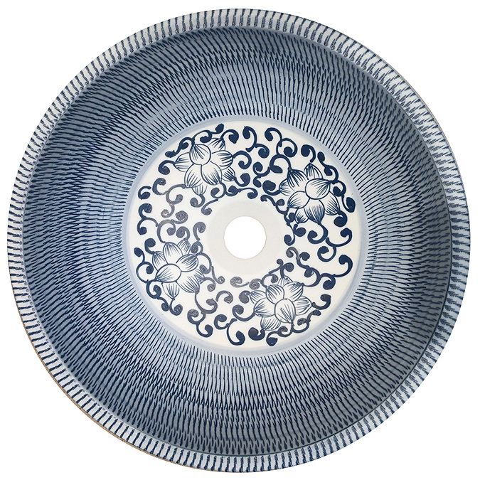 Kasbah Round 400mm Floral Patterned Ceramic Counter Top Basin