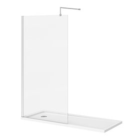 Nova 1700 x 700 Bath Replacement Wet Room (1000mm Chrome Screen w. Tray) Large Image