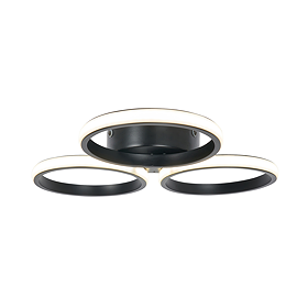 Revive Matt Black 3-Ring LED Flush Ceiling Light