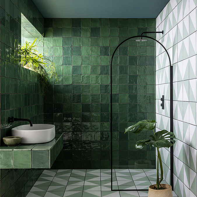 Retford Green Gloss Wall Tiles - 150 x 150mm